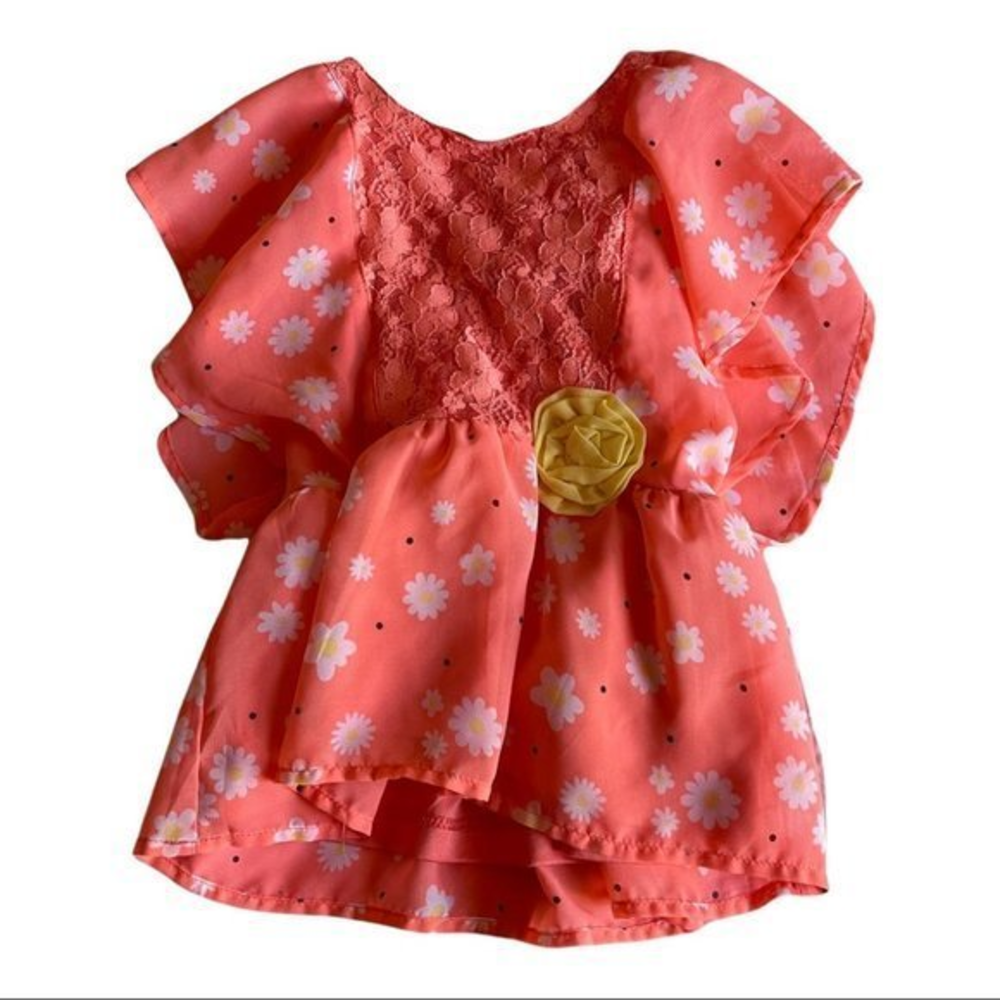 🐞Toddler girls 3T blouse top spring daisies peach Easter shirt